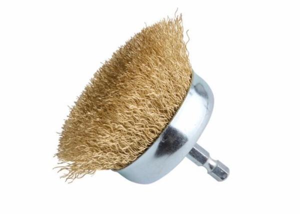 3 Inch Fine Stem Mounted Crimped Wire Cup Brush With Hex Shank Applied Edge Blending