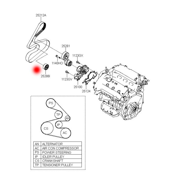 OEM 25286-3E001 252863E001 IDLER PULLEY FOR HYUNDAI GRANDEUR (TG) 2.7