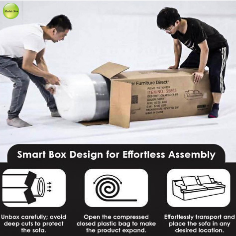 OEM Oversized Fabric Black Microfiber Couch Vacuum Packed 3 Seater