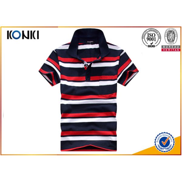 Fashion Style Custom Polo Shirt Classic Mens 100% Cotton Yarn Dyed Stripe