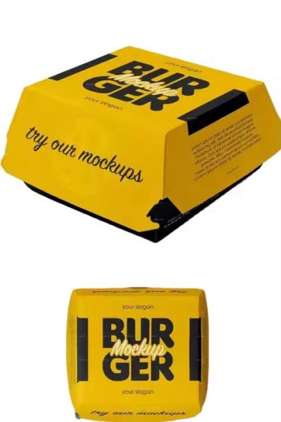 Eco-Friendly Biodegradable Burger Box Custom Fast Food Takeaway Container with UV Coating