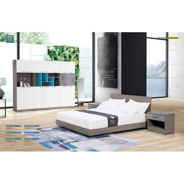 Melamine Laminated Hotel Contract Furniture , Apartment Bedroom Sets