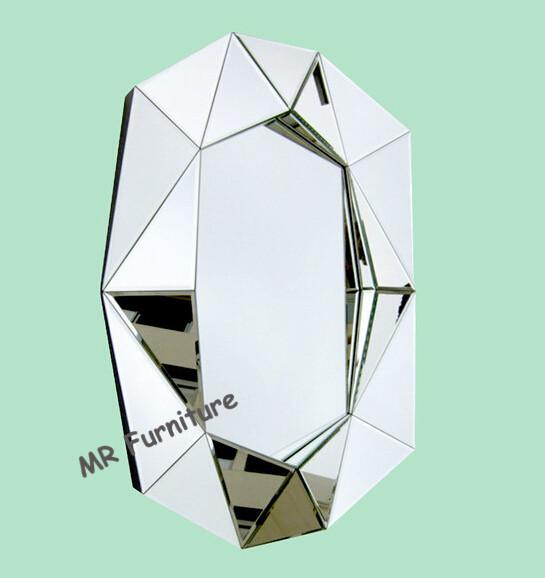 Multi Bevelled 3D Wall Mirror Decoration Mirrored Glass Panel Light Weight