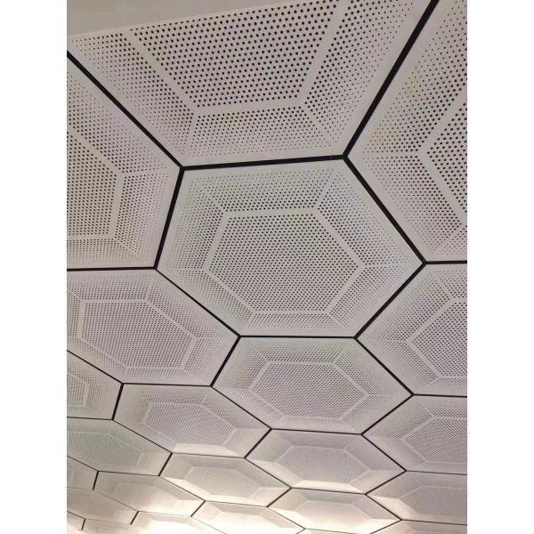 1100 Aluminum Metal Ceiling Hexagon Ceiling Panels 404mm Clip In