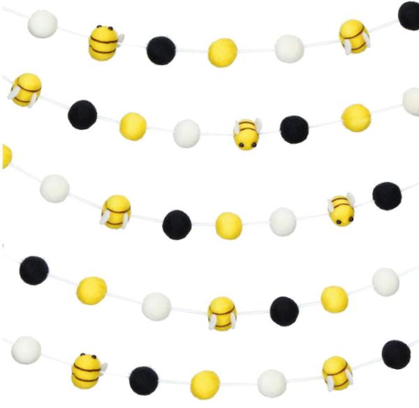 Handmade 4pcs Bees 2cm Felt Ball Garlands Decoration For Baby