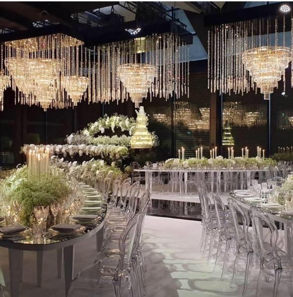 Sala de jantar de vidro Crystal Chandelier Iluminação Hotel Decoração de evento de casamento 120cmx110cm