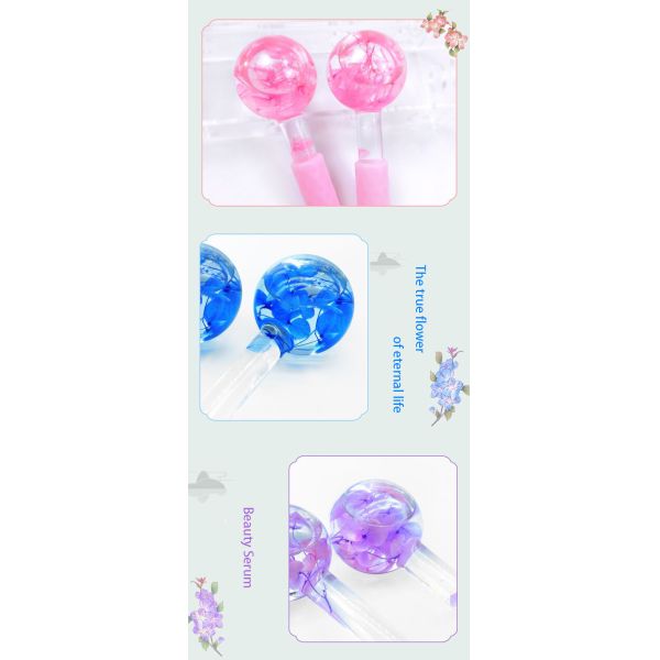 Customized Logo Availabled Facial Ice Globes for Facial Massage Roller Gua Sha Anti-Freeze Liquid to Reduce Pores Wrinkles