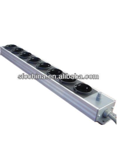 Europeon Standard Aluminum Housing Power Strips, German Power Distribution Units and Extension Cords