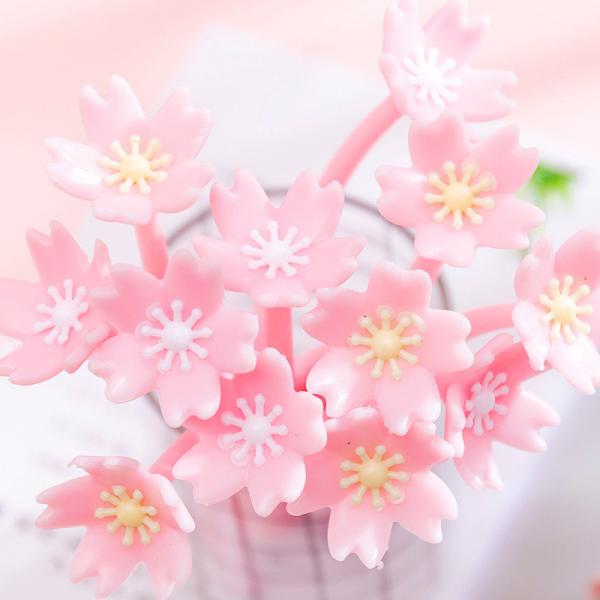 12pcs Jolis stylos à l'encre en gel de fleurs roses stylos d'écriture 0,5 mm Noir Fun Kawaii stylos en vrac pour les enfants fournitures scolaires de bureau