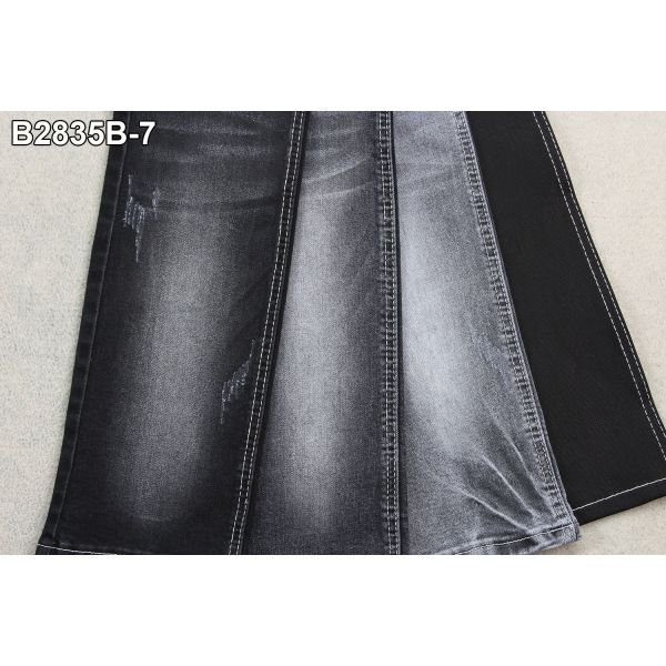 62/63” Light Slub Black Denim Jeans Fabric 10.5oz For Garment
