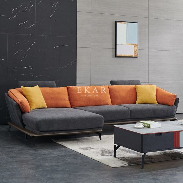 Fabric Living Room Furniture Chaise Longue L Shape Corner Sofa Set