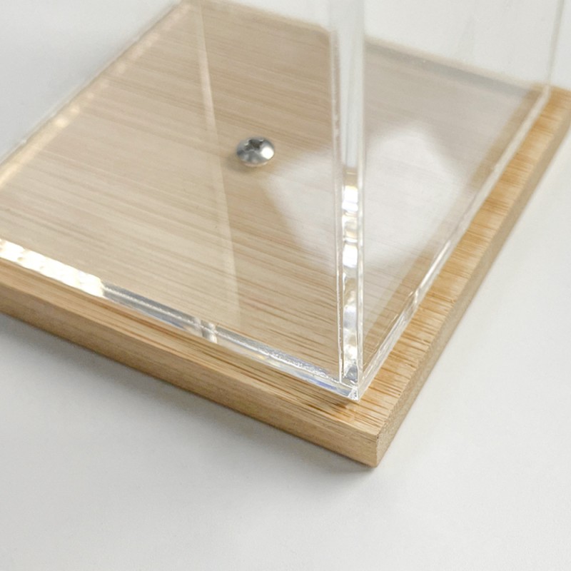 Custom Transparent Acrylic Bamboo Pen Holder with Magnetic Card Use Creative Square Stationery for Office