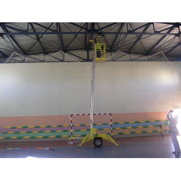 Único plataforma de trabalho hidráulica montada da antena da liga de alumínio do elevador aéreo do mastro caminhão