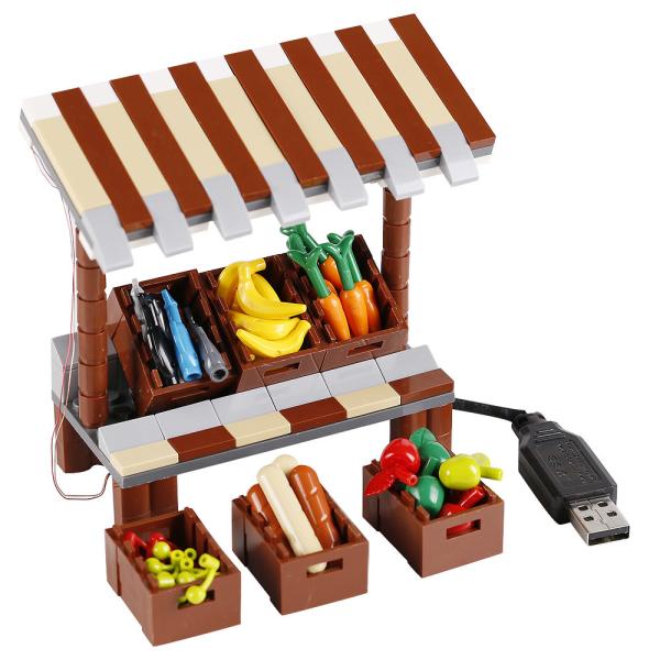 City accessories street view food vegetable fruits stand shop building block