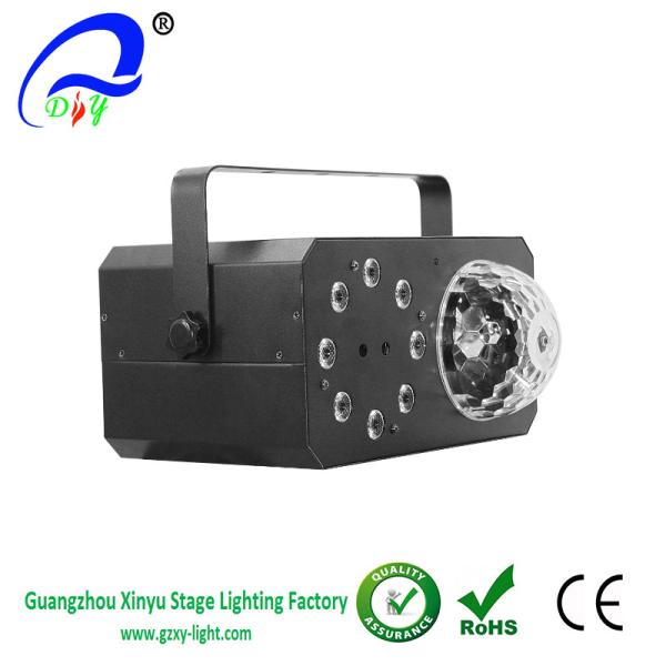 BALL, Strobe/Chase and Laser effect with 6 x 3W RGBWAV LED’s + 8 x 1W RGBA LED’s + Red & Green Lasers
