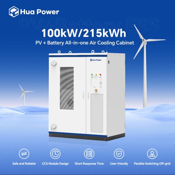 Hua Power OEM ODM BESS Air Cooling 100kW/215kWh Energy Storage Container System with 215.04KWh Rated Capacity and IP54 Protection