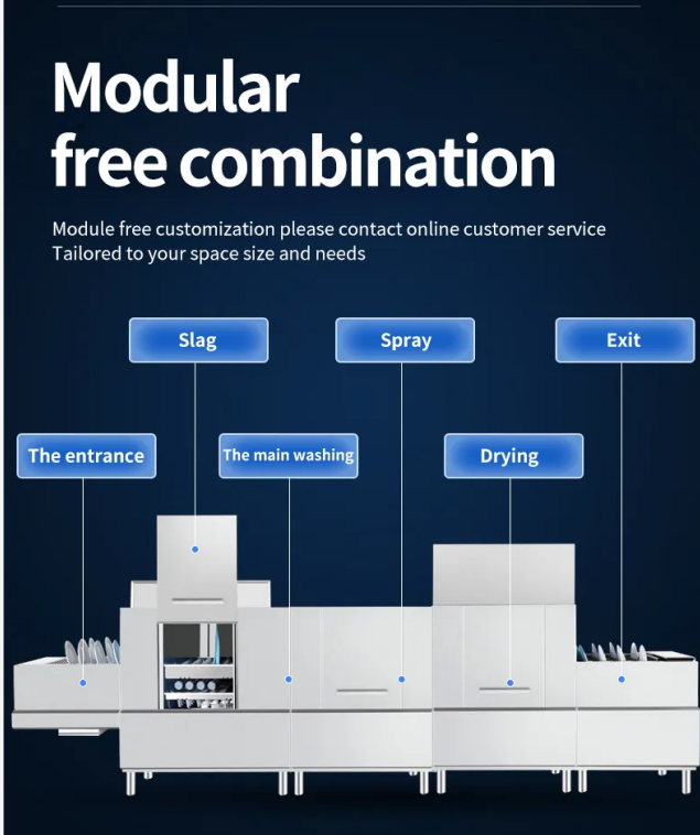 ODM Conveyor Commercial Dishwasher Machine With Dryer Adjustable