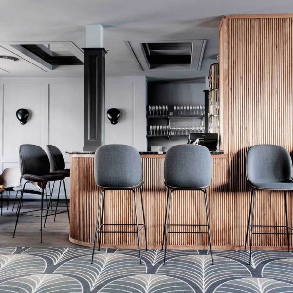 Beetle Stool Modern Bar Chairs Stainless Steel Powder Coated With Conical Legs