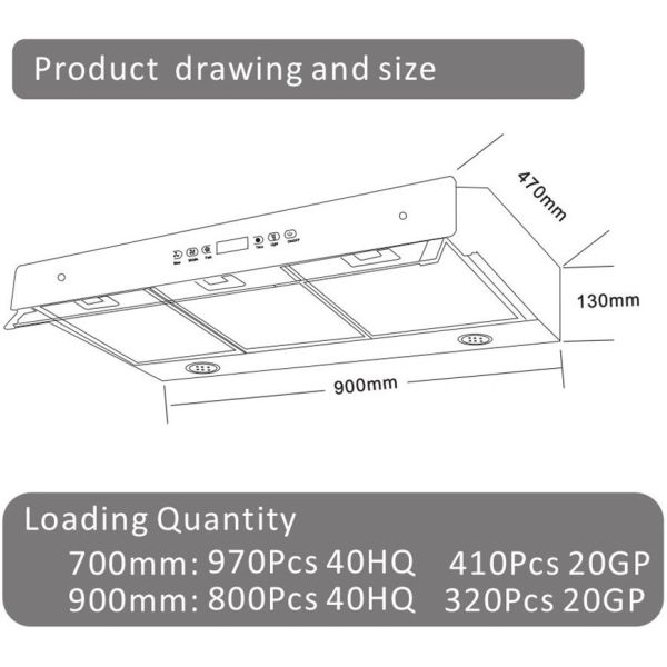 Cooking Appliances SS Material Ventilating Fan Cooker Hood 90cm