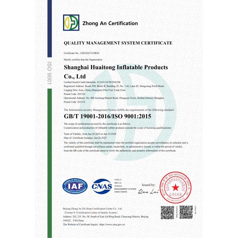 About Tonghuan Inflatables Certifications