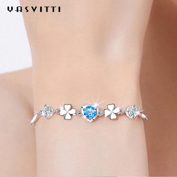 bracelete na moda do trevo de quatro folhas do GV de 7.7in 0.15oz Sterling Silver Jewelry Bracelets