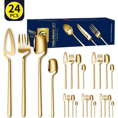 Set de talheres de aço inoxidável de 24 peças Kit de talheres de mesa montado na parede Set de restaurante ocidental Set de hotel Caixa de presente