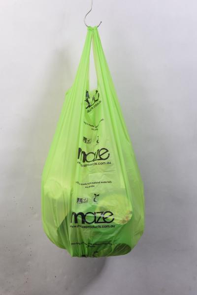 Vestido verde biodegradável T-Shirt compostável Bolsas de 40% de amido de milho de origem biológica