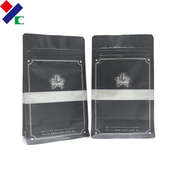 250g Front Zipper Black Kraft Paper Coffee Bean Packaging Bag