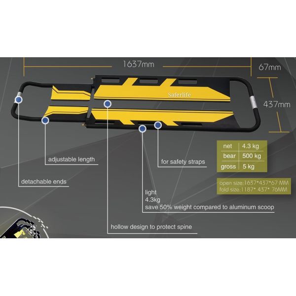 Carbon Fiber Portable Scoop  Detachable Foldable  Light-Weight First Aid Ambulance Patient Transport Separation  Stretcher