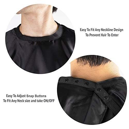 Barber Cape Large Size With Adjustable Snap Closure Waterproof Hair Cutting Salon Cape For Men, Women And Kids Black