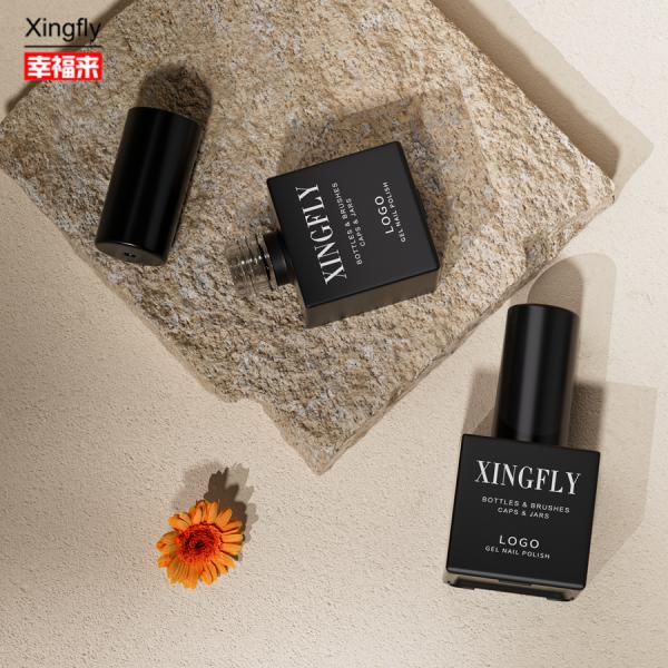 23 ml de vernis à ongles carré couleur personnalisée Gel UV Vial de verre vide Bouteille en verre teinté