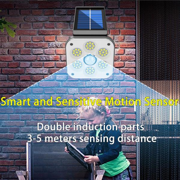 Solar Motion Sensor Wall Light, 54LED Led Solar Light Outdoors Waterproof Solar Power Garden Light