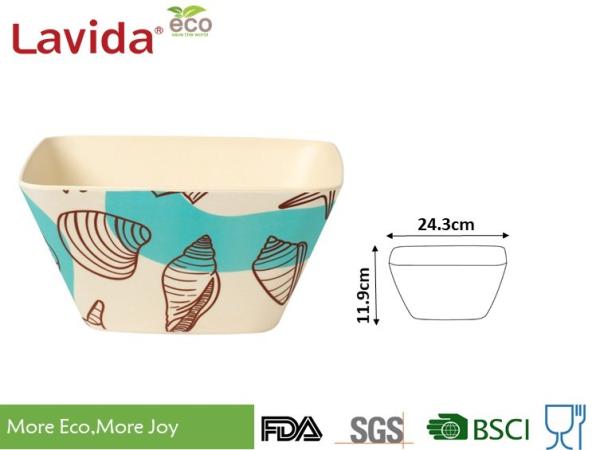 Latest Design Ocean Style Bamboo Fiber Bowls 10 Inch Formaldehyde / BPA Free