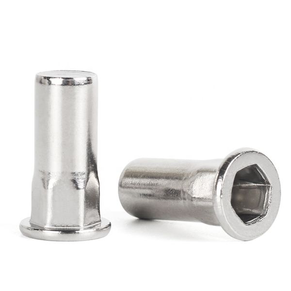 Metric Inner Hex Body Closed End Rivet Nut With Flat Head Stainless Steel Material