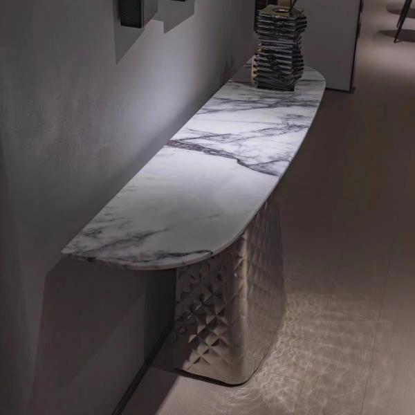 Reflective Elegant Modern Marble Top Console Table With Mirror