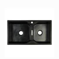 Bassin de perle de noir d'évier de cuisine de pierre de quartz d'hexagone double