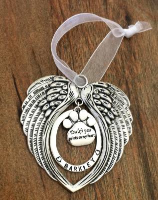 Zinc Alloy Metal Angel Wing Pet Loss Christmas Ornaments For Deceased Pets