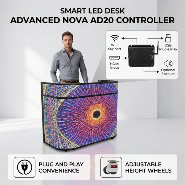 Curved Customizable GOB LED Reception Desk with Adjustable Height for Business