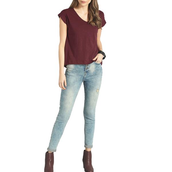 Manufacturer In China custom logo Solid V Neck Pure Cotton T Shirts Custom Printing