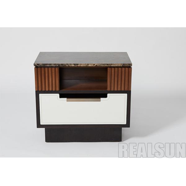 Walnut Veneer 5 Stars Hotel Furniture With Fluted Wood Panels And Soft Closing Drawers