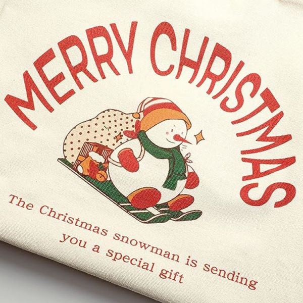 Heavy-duty Shopping Tote Custom Christmas Canvas Reusable Grocery Bag with Long Handle