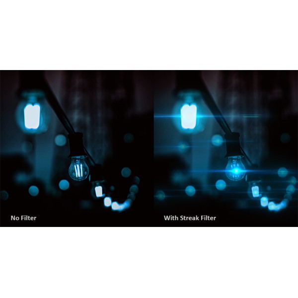 Resin Glass Special Effect Lens Filter Waterproof Oil Proof Blue Streak Filter With Nano Coating