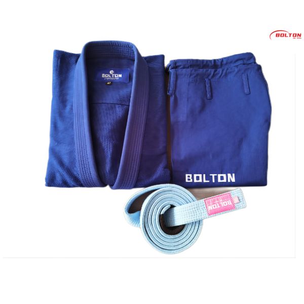 Custom Finely Processed Pearl Weave BJJ Belt 100% Cotton Jiu Jitsu Blue Belt