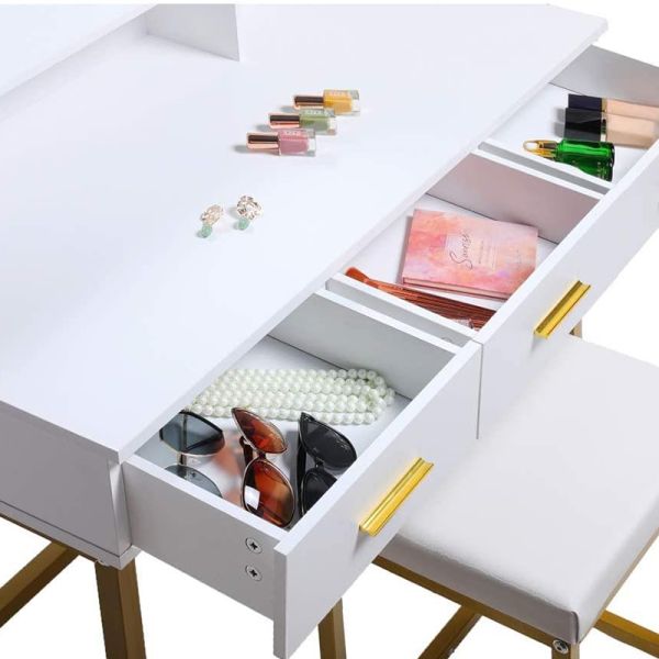 BSCI Certified MDF Wood Touch Screen Mirrored Dresser Table With Led Lights