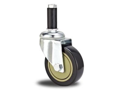 medium duty 4 expanding stem red PU caster,4 swivel PP caster brake,3 inch PP castor,
