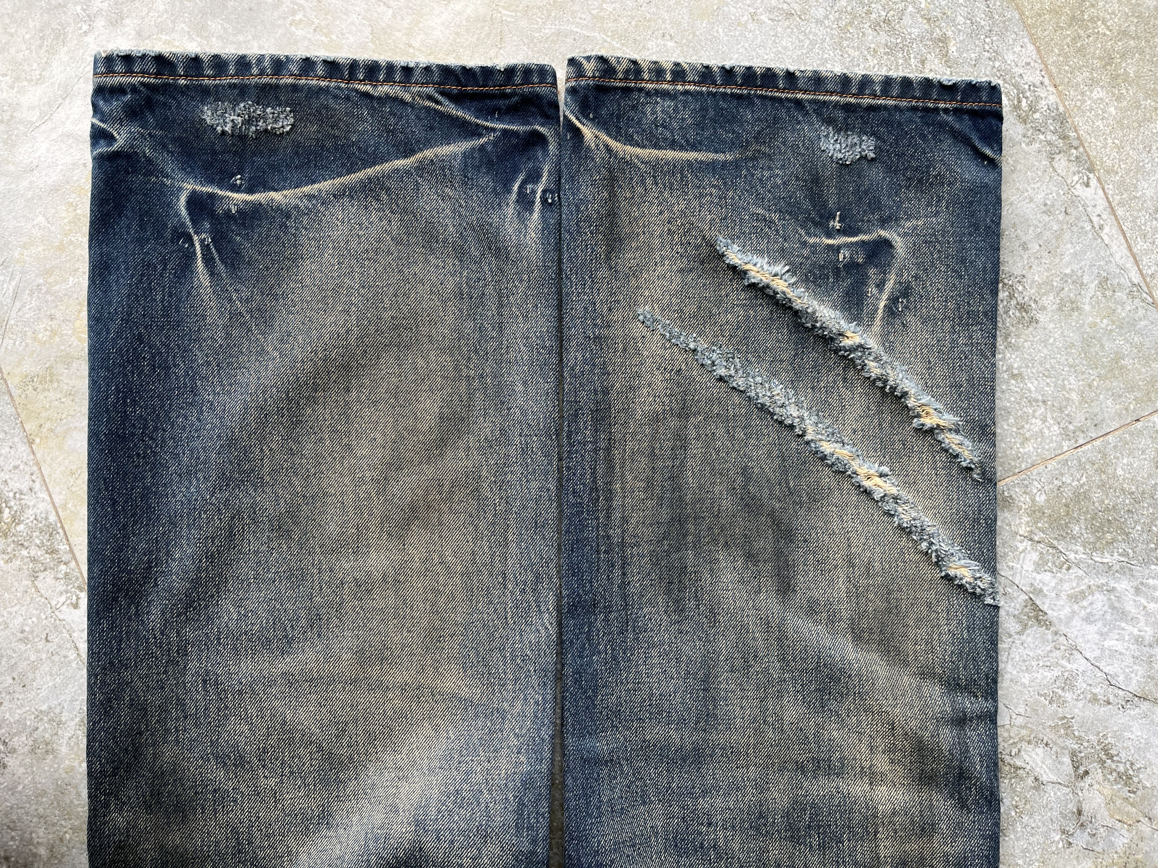 Sandblast Men's Jeans Flare Bootcut Distressed Denim Jeans Frayed Rip