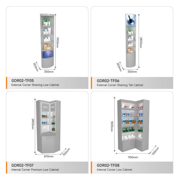 Skincare Display Cabinet Iron Containing Gray Facial Mask Cabinet For Branding Shop Display And Luxury Store Cabinet