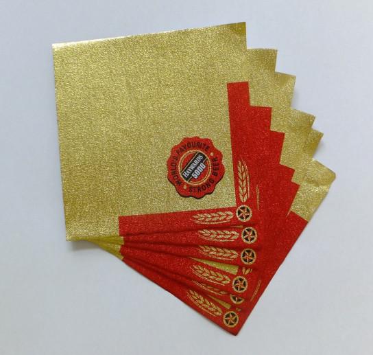 Permanent glossy adhesive beer label with gold or silver foil  aluminium foil beer neck label with logo printing