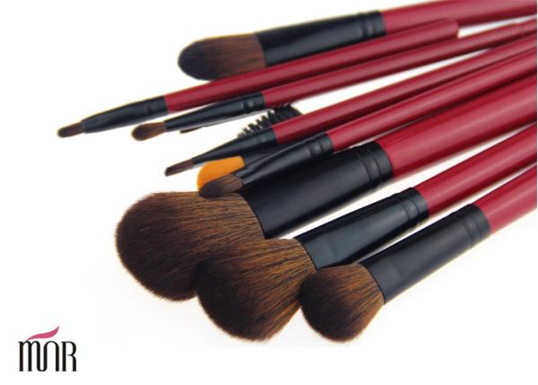 Red Beautiful Travel Foundation Makeup Brushes Professional Set 11 Piece