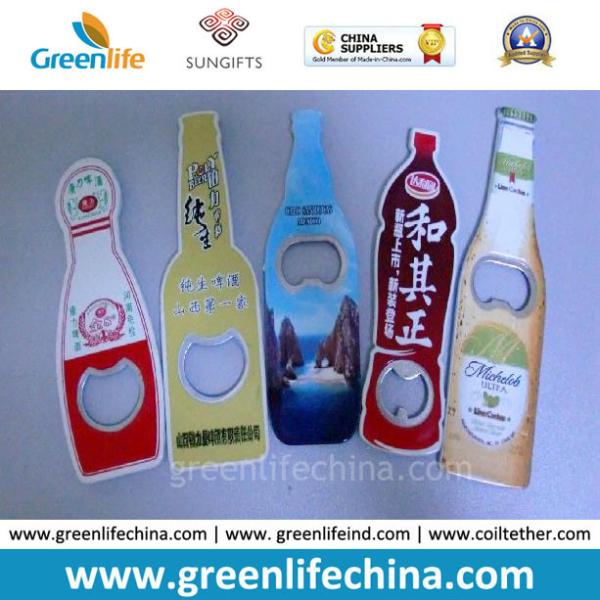Metal Material Bottle Shape Advertising Full Colors Printing Bottle Beear Opener Gifts